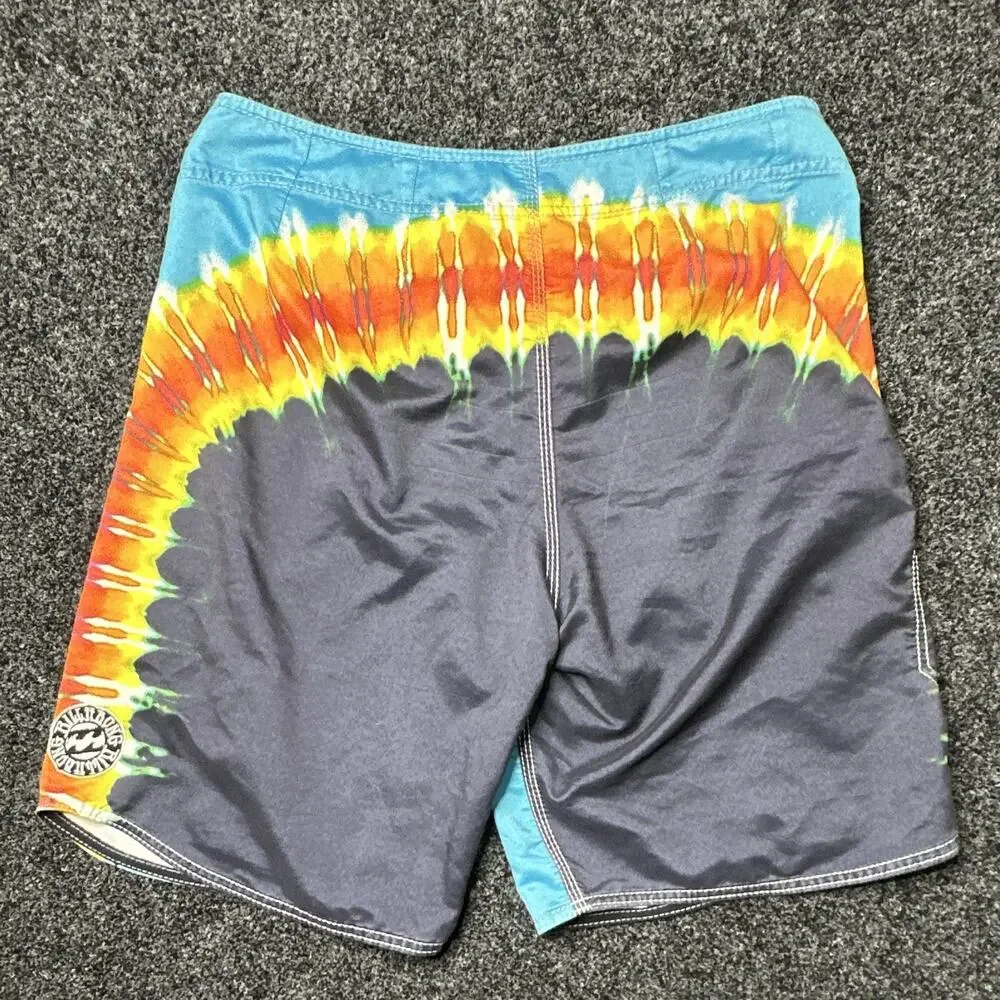 Billabong Drop In and Tune In Board Shorts Mens 36 Blue Gray Tie-Dye Drawstring